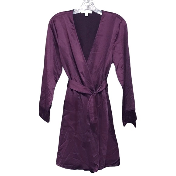 Satin Robe Coverup Slip Rya Collection Aubergine Medium Large NWT - Picture 4 of 7